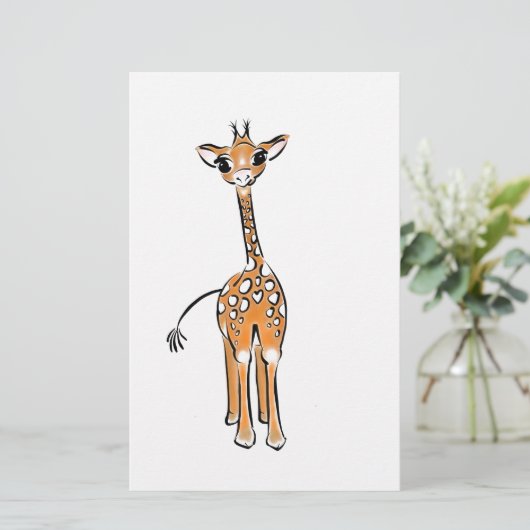 zeichnend niedliche Giraffe, Safaritiere Briefpapier (Stehend Vorderseite)