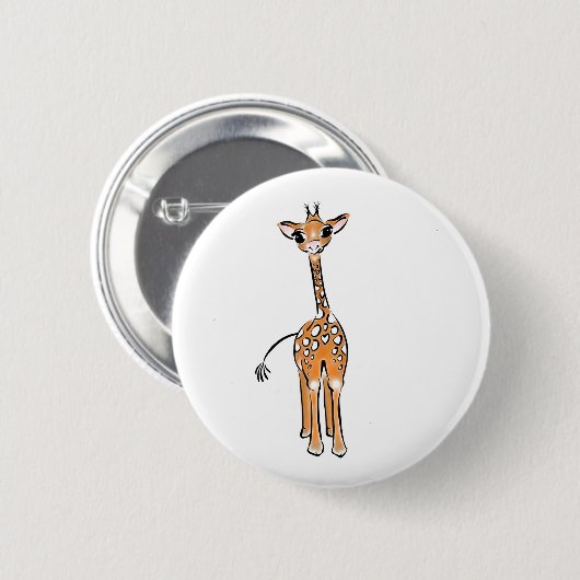 zeichnend niedliche Giraffe, Safaritiere Button (Vorne & Hinten)