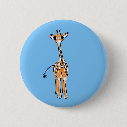 zeichnend niedliche Giraffe, Safaritiere Button (Vorderseite)