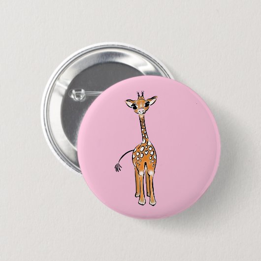 zeichnend niedliche Giraffe, Safaritiere Button (Vorne & Hinten)