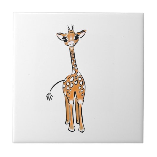 zeichnend niedliche Giraffe, Safaritiere Fliese (Vorderseite)
