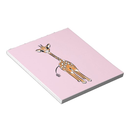 zeichnend niedliche Giraffe, Safaritiere Notizblock (angewinkelt)