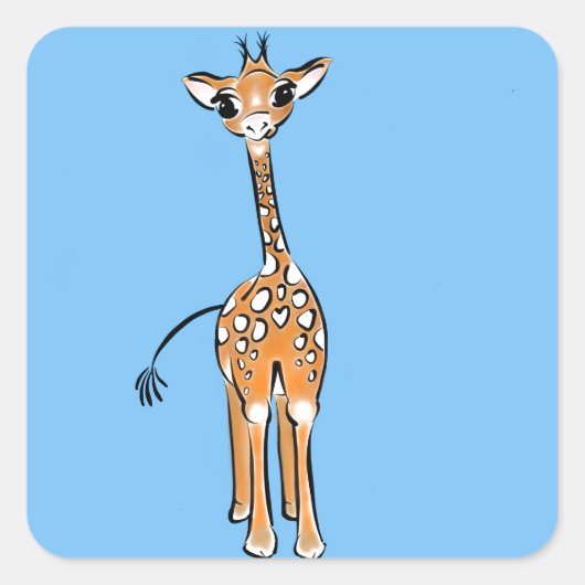 zeichnend niedliche Giraffe, Safaritiere Quadratischer Aufkleber (Vorderseite)