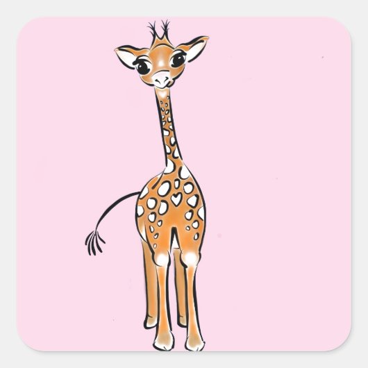 zeichnend niedliche Giraffe, Safaritiere Quadratischer Aufkleber (Vorderseite)