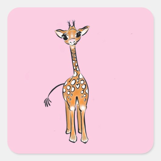zeichnend niedliche Giraffe, Safaritiere Quadratischer Aufkleber (Vorderseite)