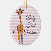 zeichnend niedliche Giraffe, Safaritiere, rosa Str Keramik Ornament (Rechts)