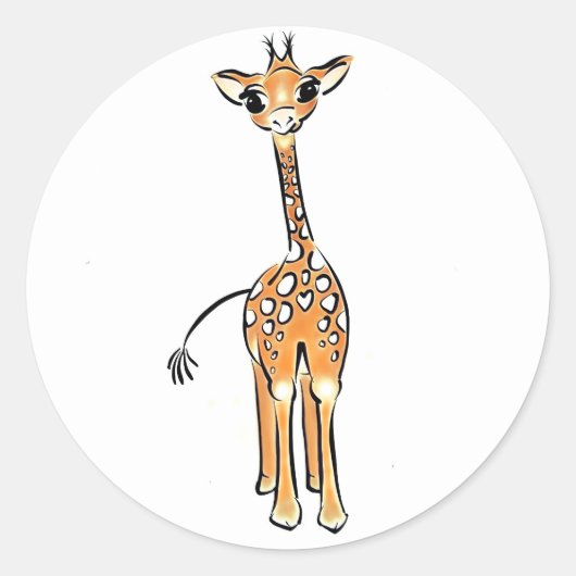 zeichnend niedliche Giraffe, Safaritiere Runder Aufkleber (Vorderseite)