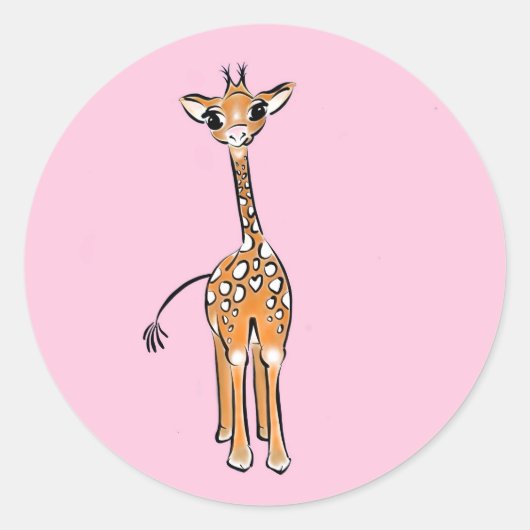 zeichnend niedliche Giraffe, Safaritiere Runder Aufkleber (Vorderseite)