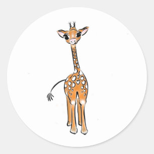 zeichnend niedliche Giraffe, Safaritiere Runder Aufkleber