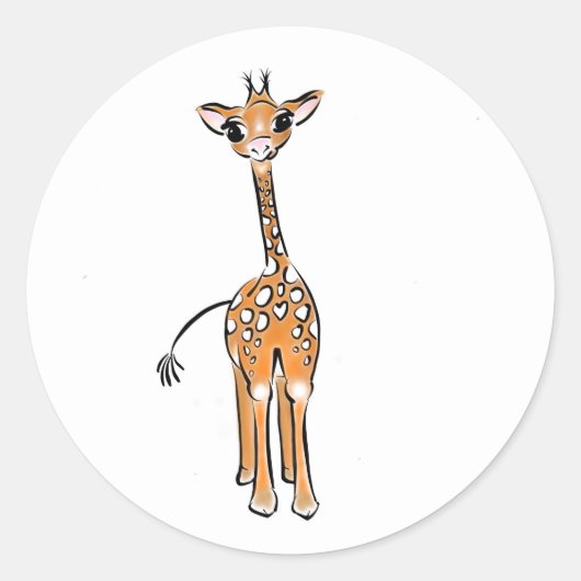 zeichnend niedliche Giraffe, Safaritiere Runder Aufkleber (Vorderseite)