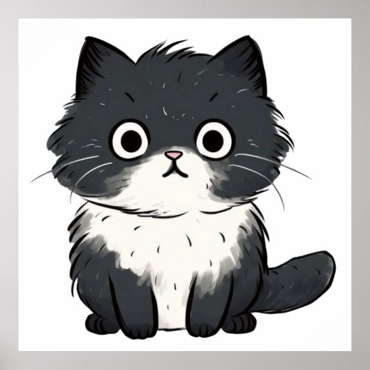 zeichnend niedliche Katze Poster (Vorne)