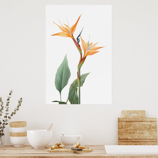 Zeichnend Paradiesvogel (Blume) Poster (Küche)