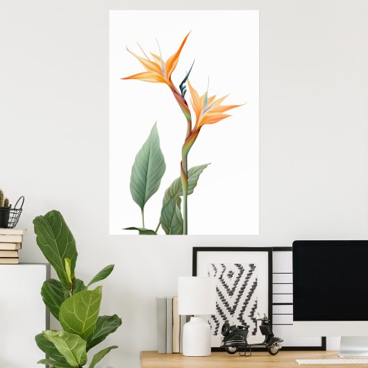 Zeichnend Paradiesvogel (Blume) Poster (Heimbüro)
