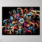 Zeichnend Pastel Abstrakt Floral Geblüht Poster (Vorne)