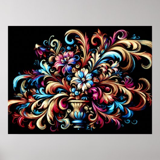 Zeichnend Pastel Abstrakt Floral Geblüht Poster (Vorne)