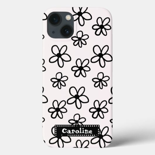 zeichnend personalisiertes Blumenhandy in Schwarzw Case-Mate iPhone Hülle (Rückseite)