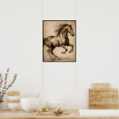 Zeichnend Pferd, Holzkohlebleistift-Poster Poster (Küche)