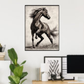 Zeichnend Pferd, Holzkohlebleistift-Poster Poster (Heimbüro)
