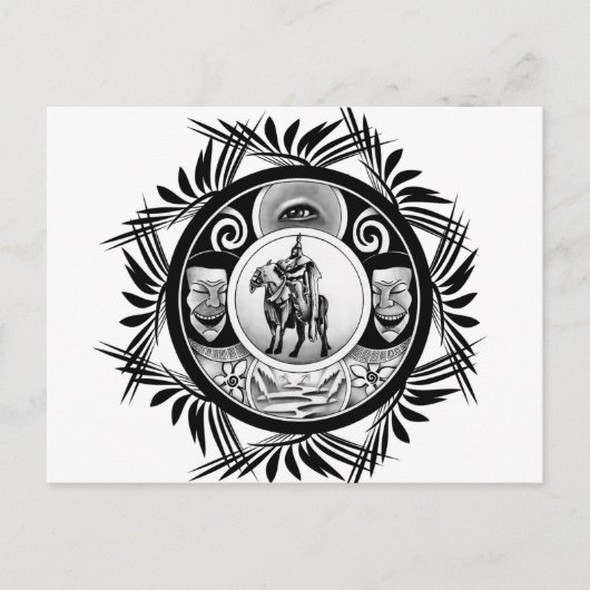 Zeichnend Pferdereiter Postkarte (Vorderseite)