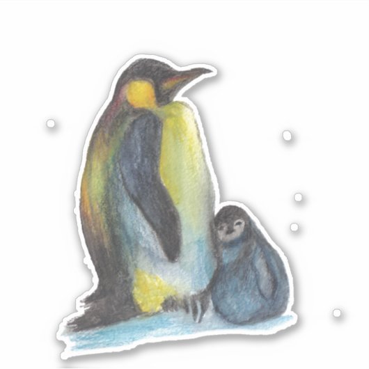 Zeichnend Pinguine Aufkleber (Vorderseite)