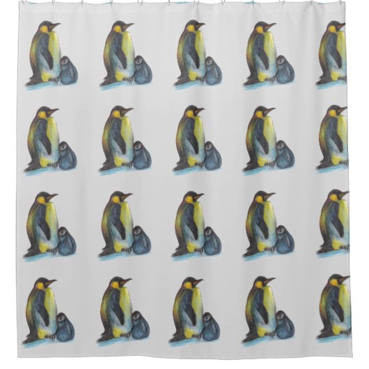 Zeichnend Pinguine Duschvorhang (Vorderseite)