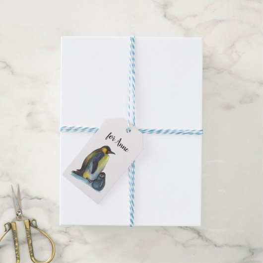 Zeichnend Pinguine Geschenkanhänger (Mit Garn)