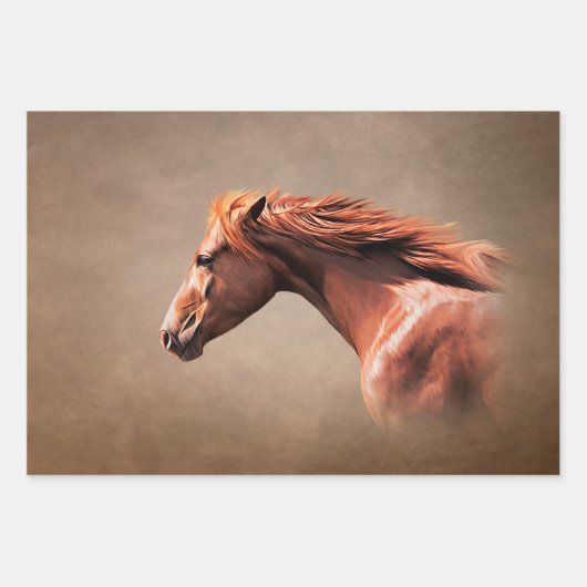 Zeichnend Porträtpferd Geschenkpapier Set (Vorderseite 3)