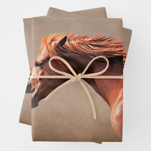 Zeichnend Porträtpferd Geschenkpapier Set (Beispiel)