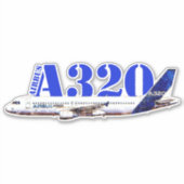 Zeichnend Profil des Flugzeugs A320 Aufkleber (Vorderseite)
