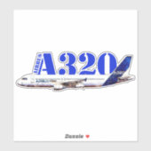 Zeichnend Profil des Flugzeugs A320 Aufkleber (Blatt)