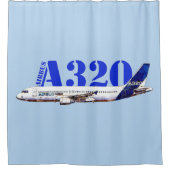 Zeichnend Profil des Flugzeugs A320 Duschvorhang (Vorderseite)