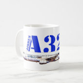 Zeichnend Profil des Flugzeugs A320 Kaffeetasse (Vorderseite Links)