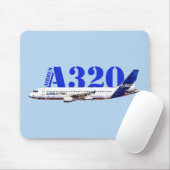 Zeichnend Profil des Flugzeugs A320 Mousepad (Mit Mouse)