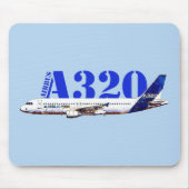 Zeichnend Profil des Flugzeugs A320 Mousepad (Vorne)