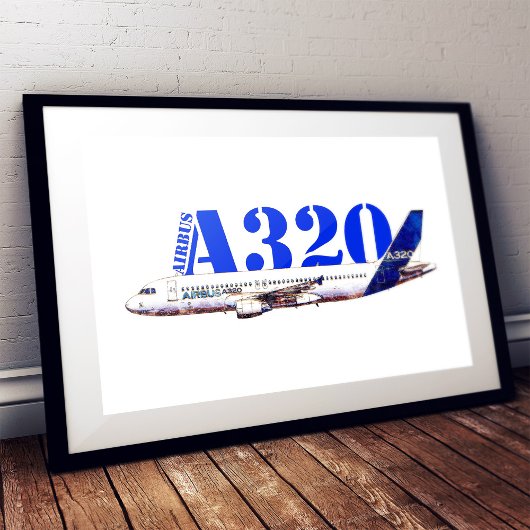 Zeichnend Profil des Flugzeugs A320 Poster