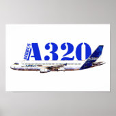 Zeichnend Profil des Flugzeugs A320 Poster (Vorne)