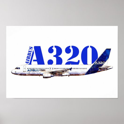 Zeichnend Profil des Flugzeugs A320 Poster (Vorne)