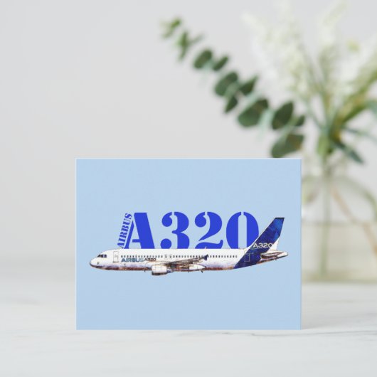 Zeichnend Profil des Flugzeugs A320 Postkarte (Stehend Vorderseite)