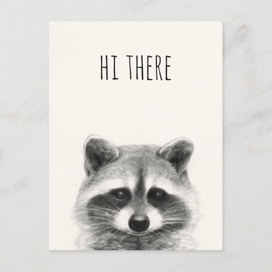 Zeichnend Raccoon Pencil - Hi There Postkarte (Vorderseite)