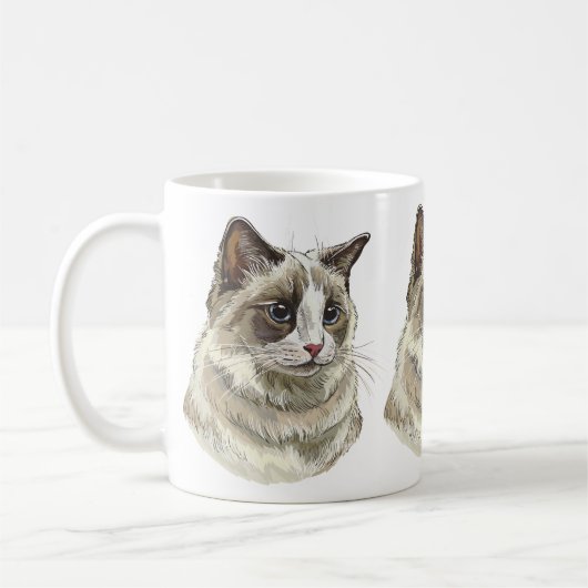Zeichnend Ragdoll-Katze Kaffeetasse (Links)