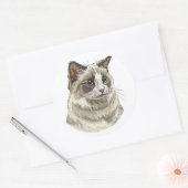 Zeichnend Ragdoll-Katze Runder Aufkleber (Umschlag)