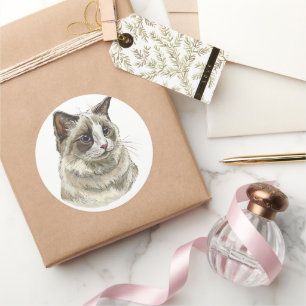 Zeichnend Ragdoll-Katze Runder Aufkleber