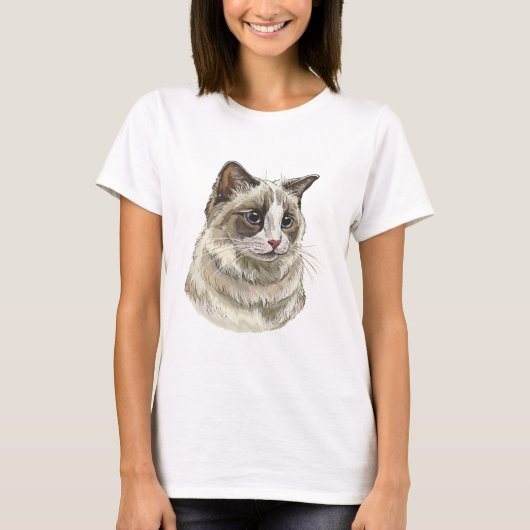 Zeichnend Ragdoll-Katze T-Shirt (Vorderseite)