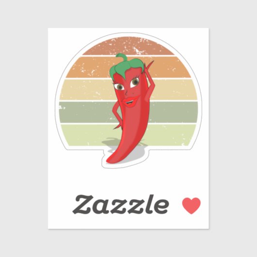 Zeichnend Retro Sunset Hot Pepper Diva Aufkleber (Blatt)