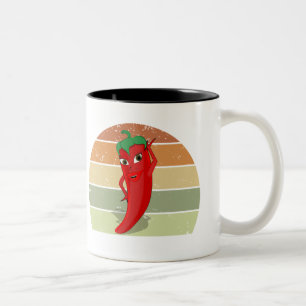 Zeichnend Retro Sunset Hot Pepper Diva Zweifarbige Tasse
