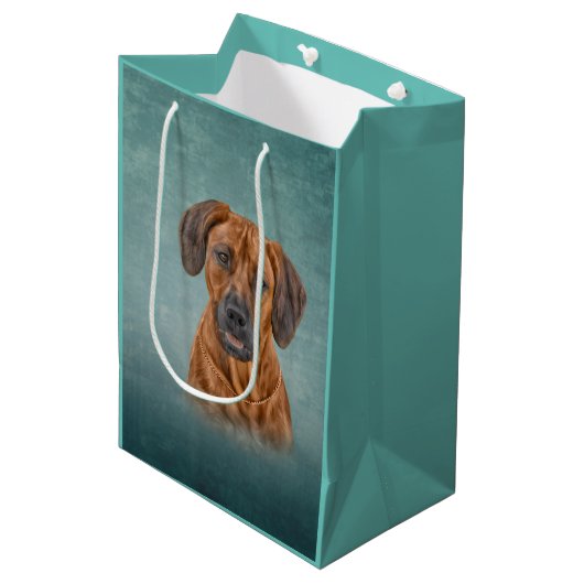 Zeichnend Rhodesian Ridgeback Mittlere Geschenktüte (Vorderseite Schrägansicht)