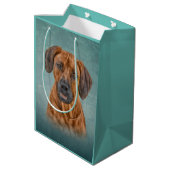 Zeichnend Rhodesian Ridgeback Mittlere Geschenktüte (Rückseite Schrägansicht)