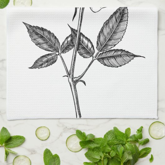 zeichnend Rose Geschirrtuch (Gefaltet)