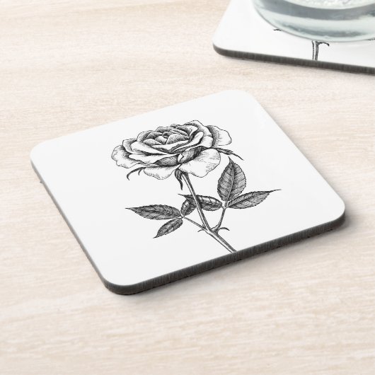 Zeichnend Rose Getränkeuntersetzer (Linke Seite)
