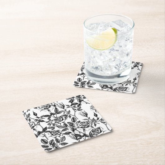 zeichnend Rose Rechteckiger Pappuntersetzer (Vor Ort)